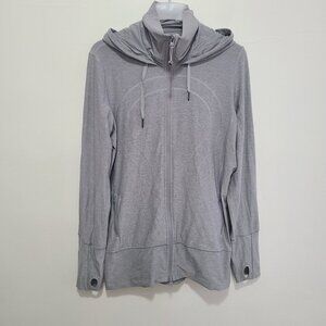 Lululemon Women’s In Stride Full-zip Hoodie Size 12 Gray Thumb Holes